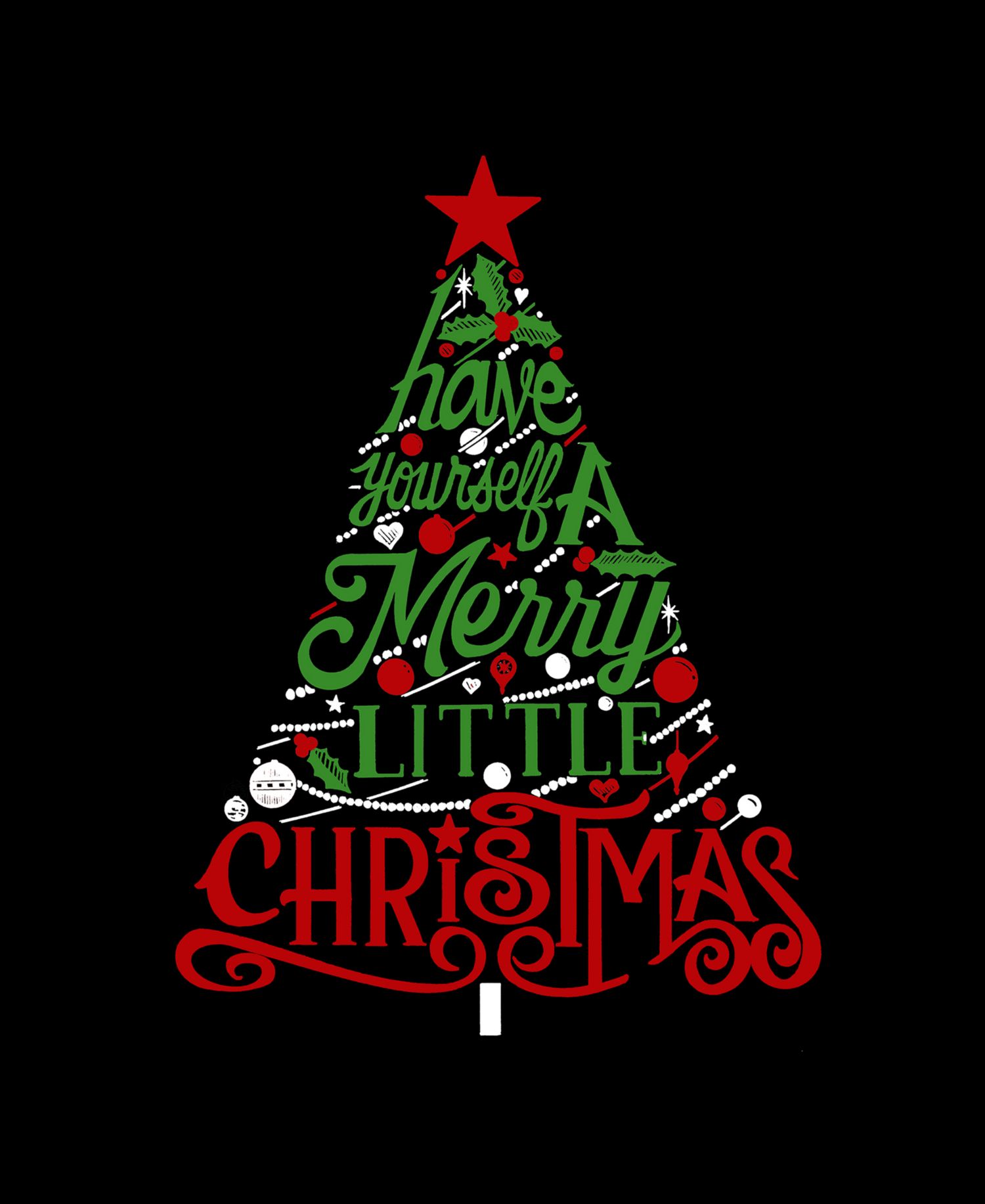 Men's Merry Christmas Tree Script Graphic Tank Top