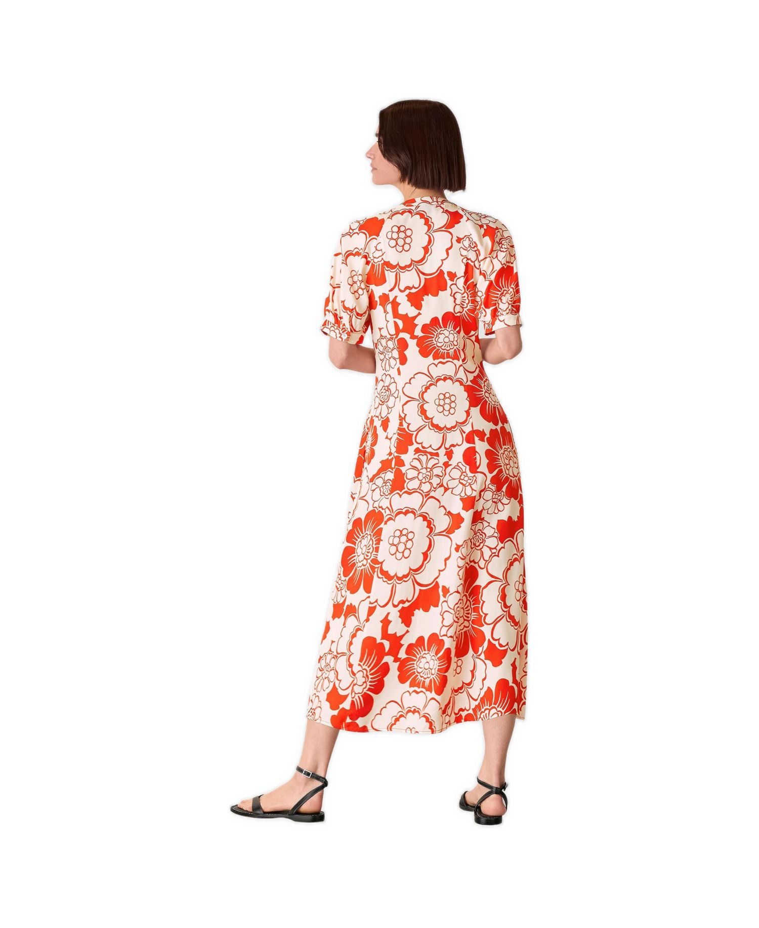 Women's Short Sleeve Bloom Floral Midi Dress