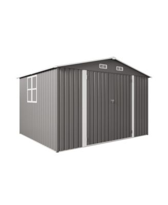 10 x 8 Feet Outdoor Metal Storage Shed with Double Door, Window and Vent, Lockable Garden Tool Shed