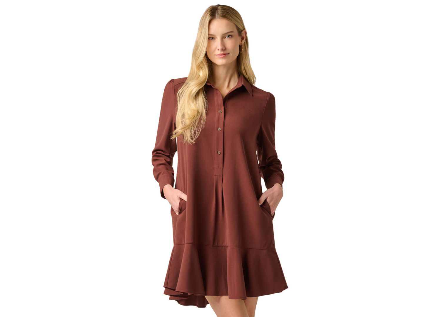 Women's Lace Tiered Shirt Shift Midi Dress