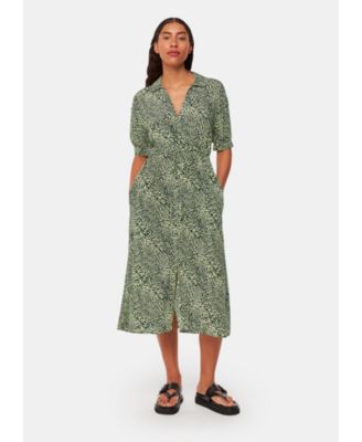 Women's Diagonal Leopard Print Midi Dress