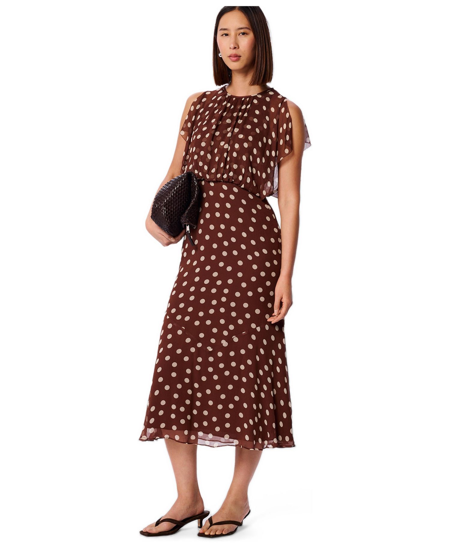 Women's Polka Dot Print Midi Dress