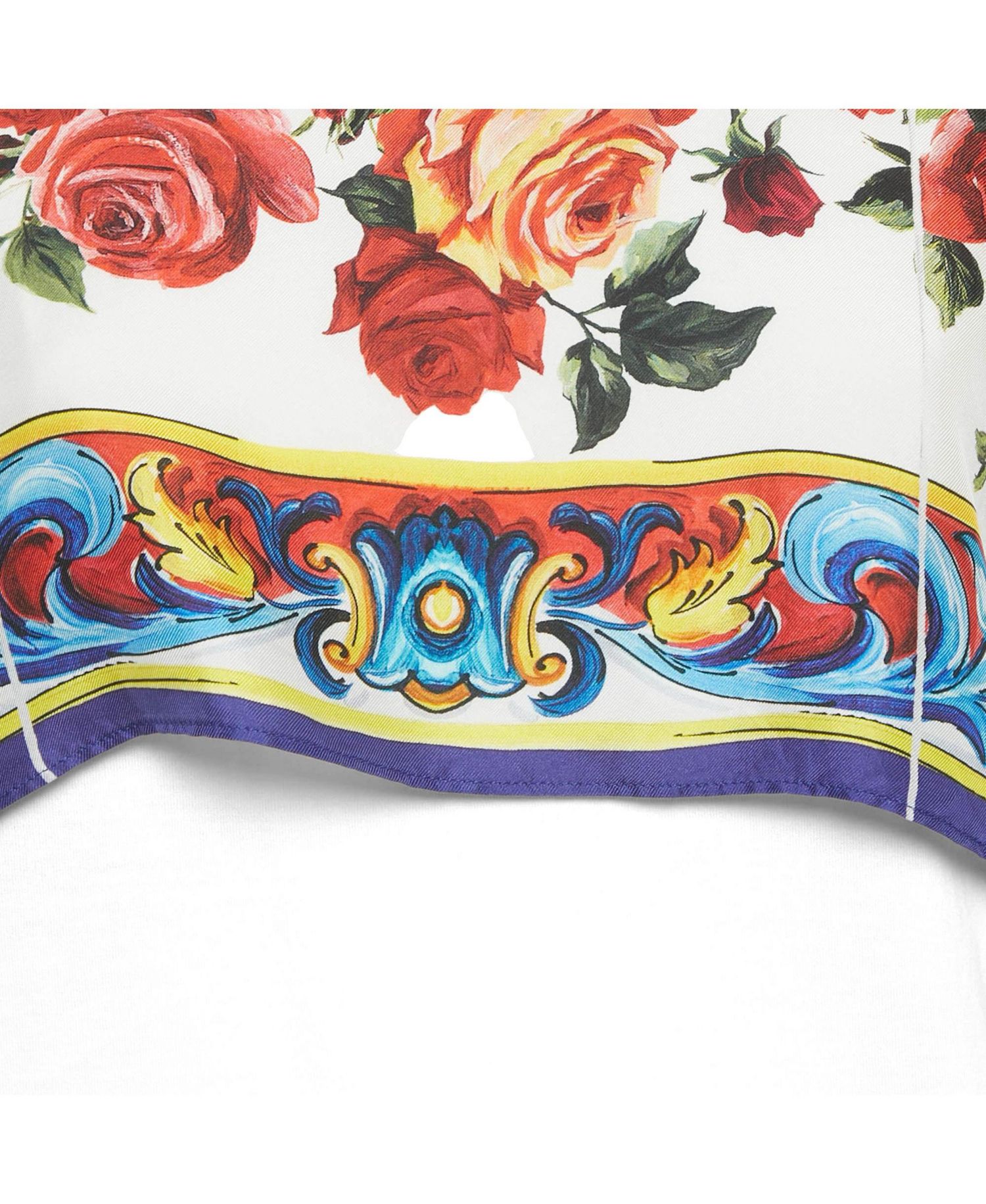 Women's Floral Print Silk And Jersey Top