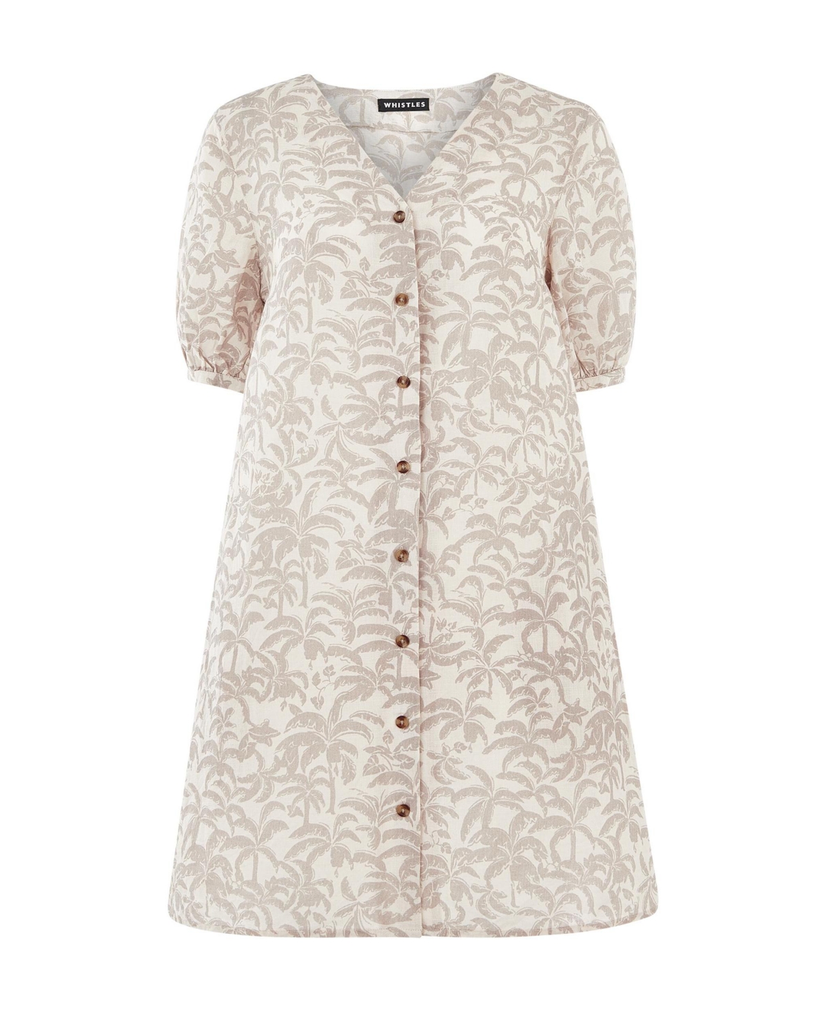 Whistles Women's Palm Print Linen Blend Mini Dress