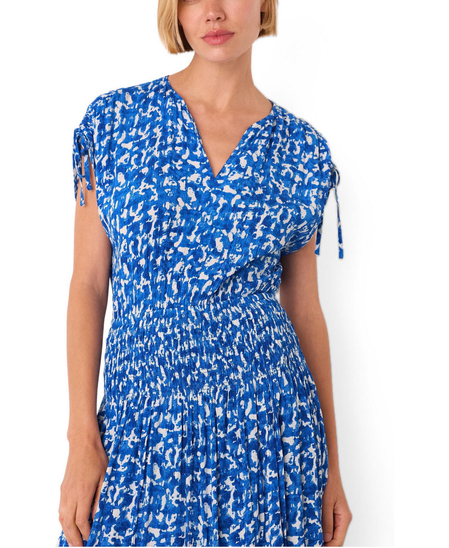 Women's Brushed Stroke Short Sleeve Midi Dress