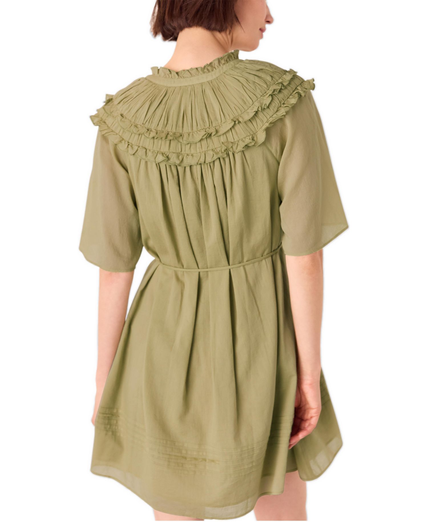 Women's Short Sleeve Cotton Frill Mini Dress