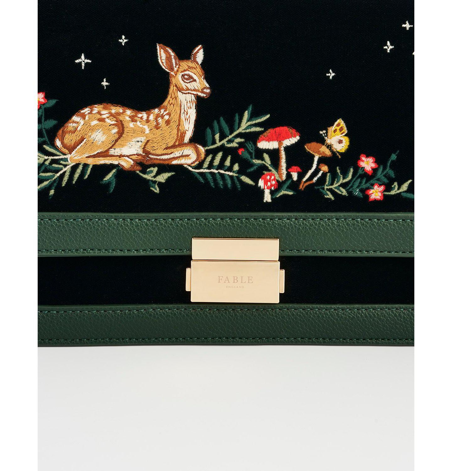 Женская сумка Fable England Fawn Embroidered Crossbody, цвет: Зелёный — фото 4