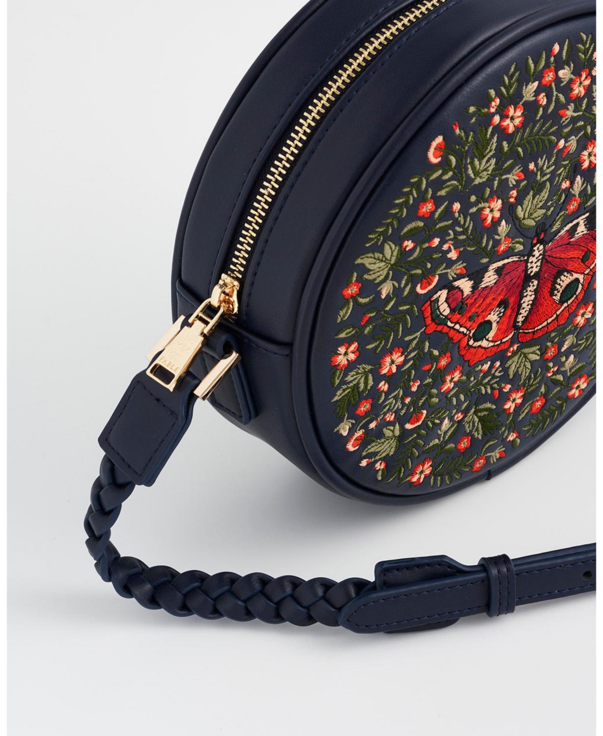 Fable England Women's Butterfly Embroidered Circle Bag