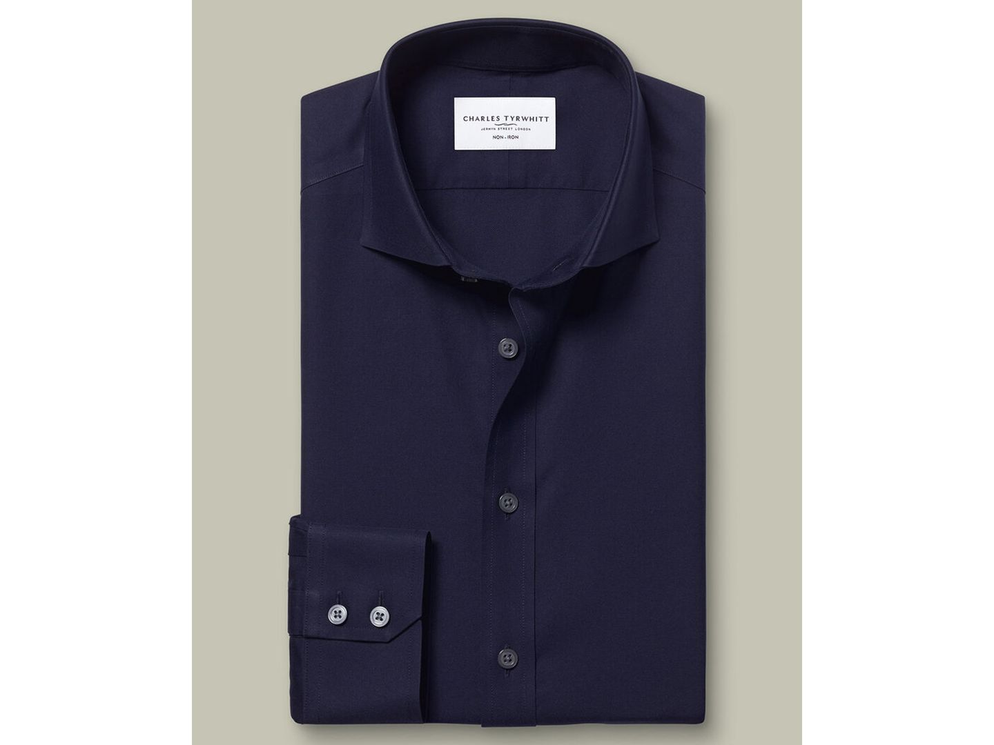Мужская рубашка Charles Tyrwhitt Spread Collar Long-Sleeve Dress Shirt, цвет: Тёмный тёмно-синий — фото 3