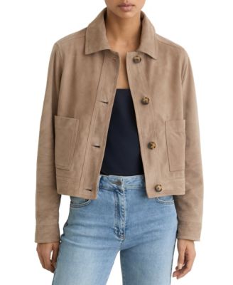 Women's Suede Cropped Trucker Jacket