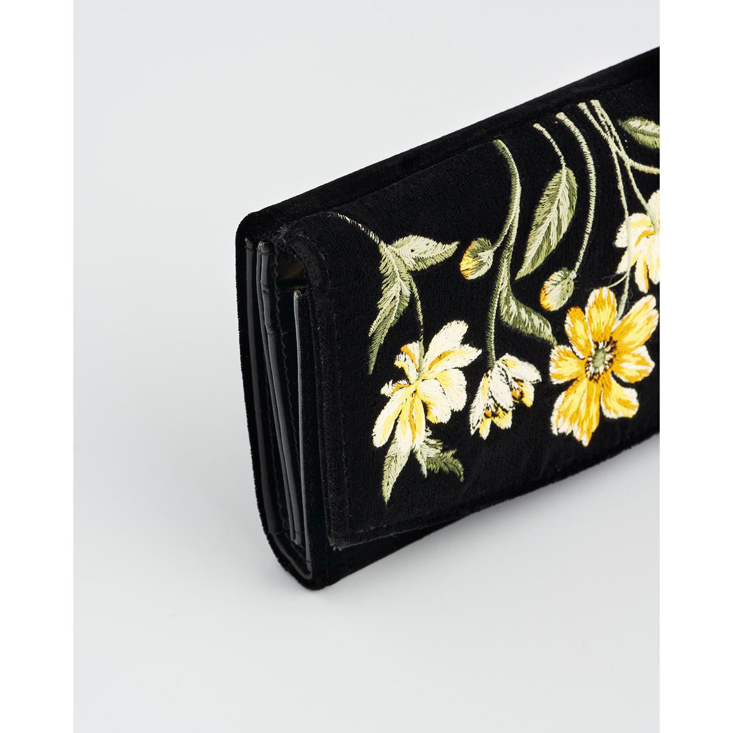 Botanical Velvet Embroidered Purse Large
