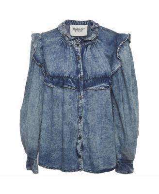 Women's Chambray Ruffle Top