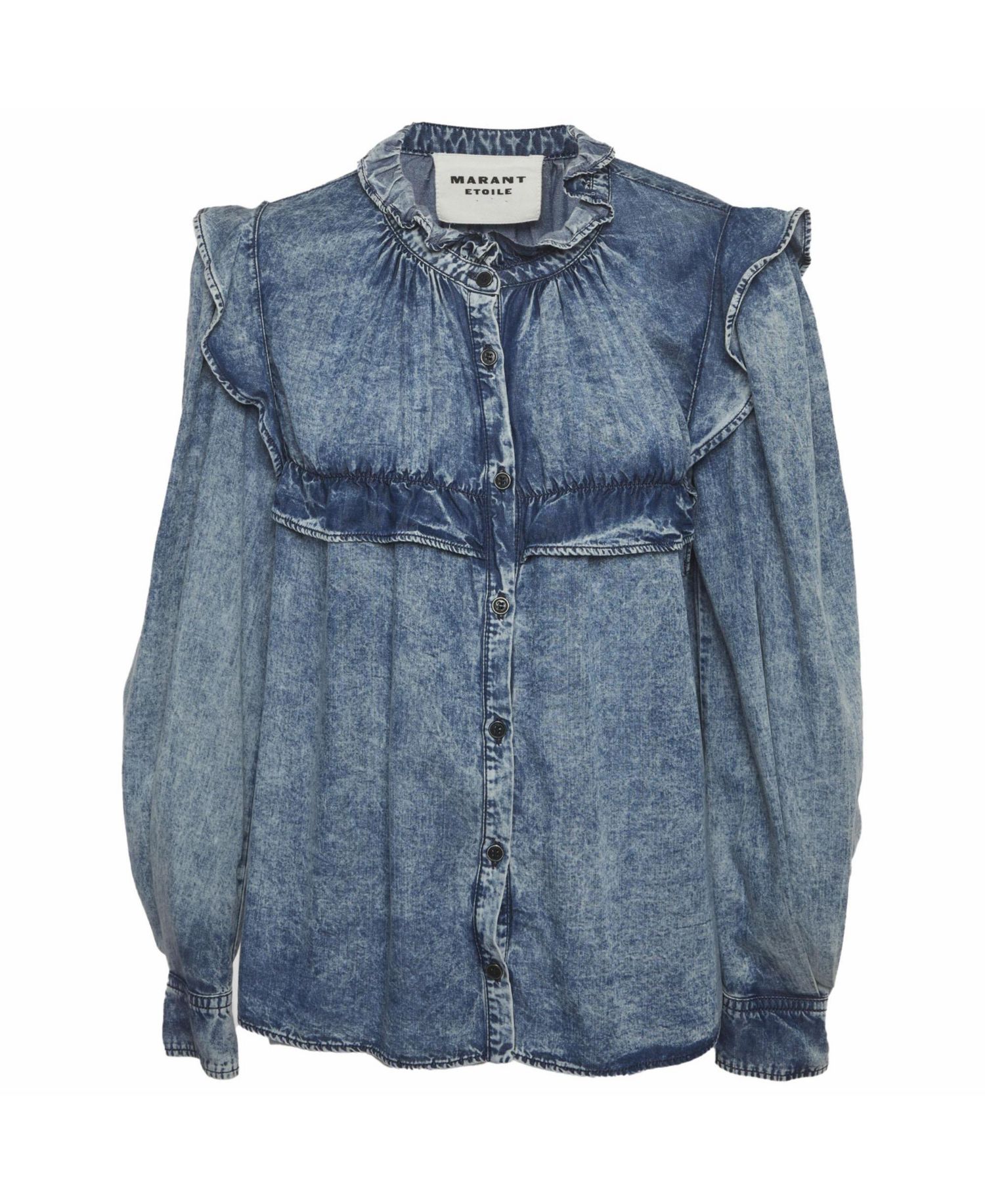 Women's Chambray Ruffle Top