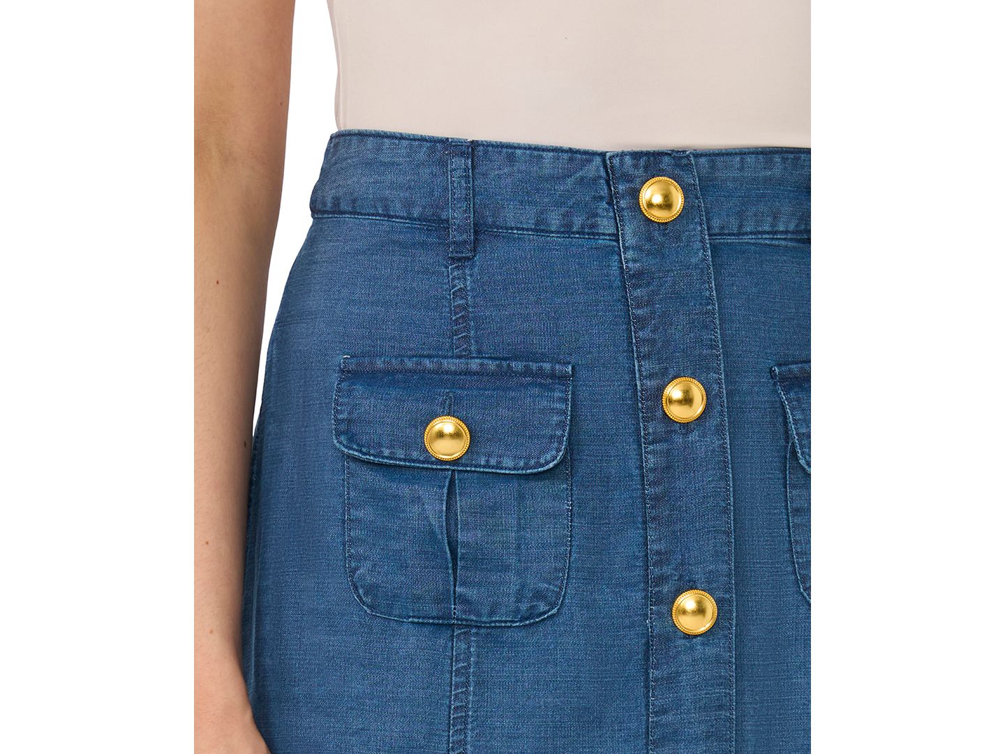 Женская юбка CeCe Button-Down Denim Midi, цвет: Индиго — фото 3