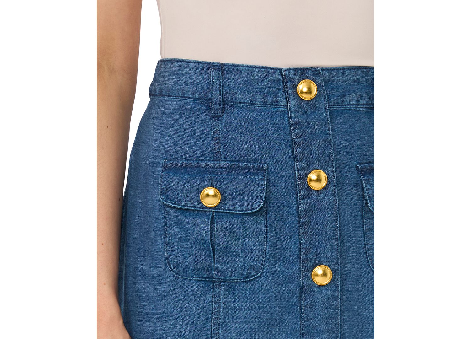 Women's Button-Down Denim Midi Skirt