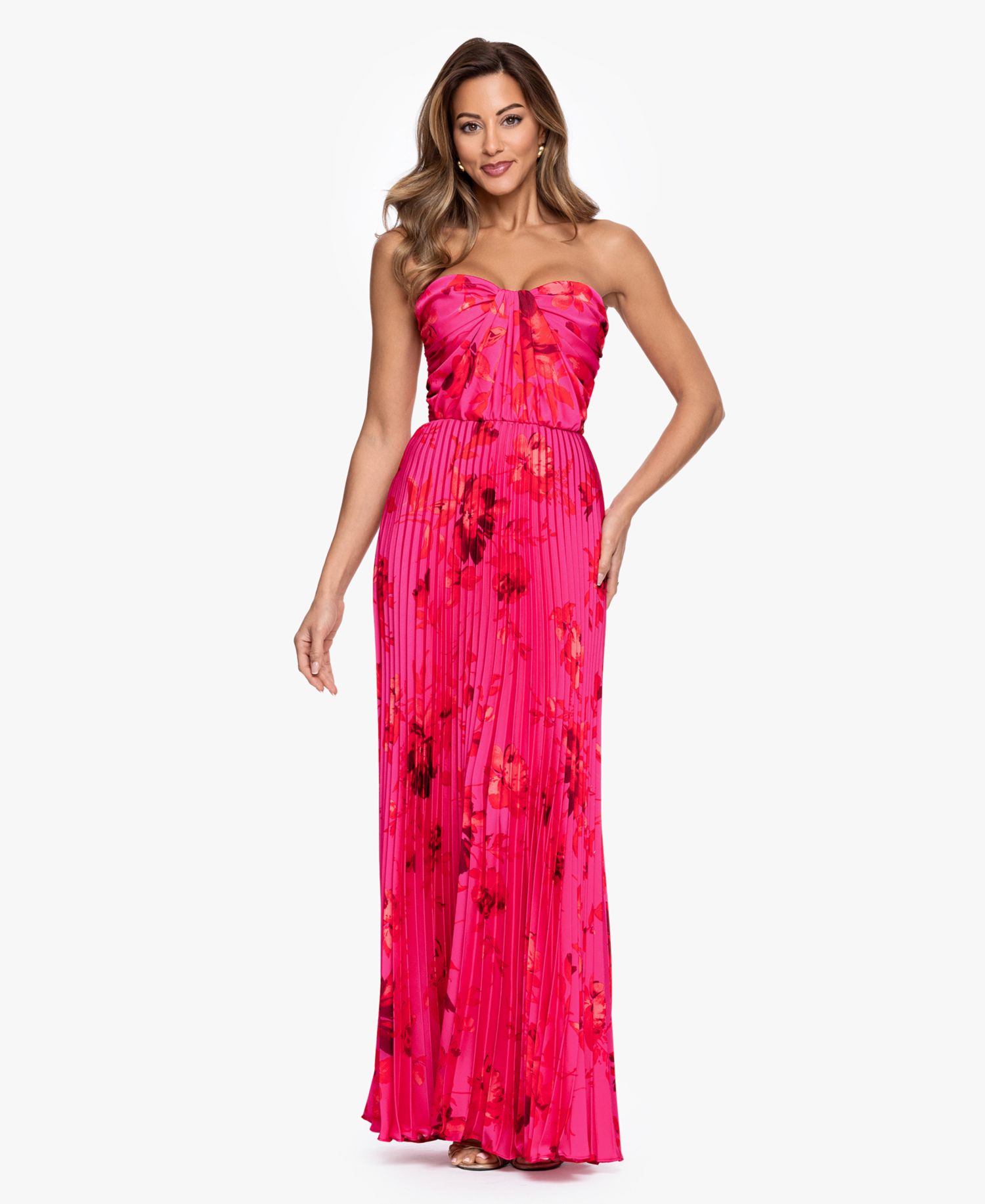 Women's Strapless Pleated Gown