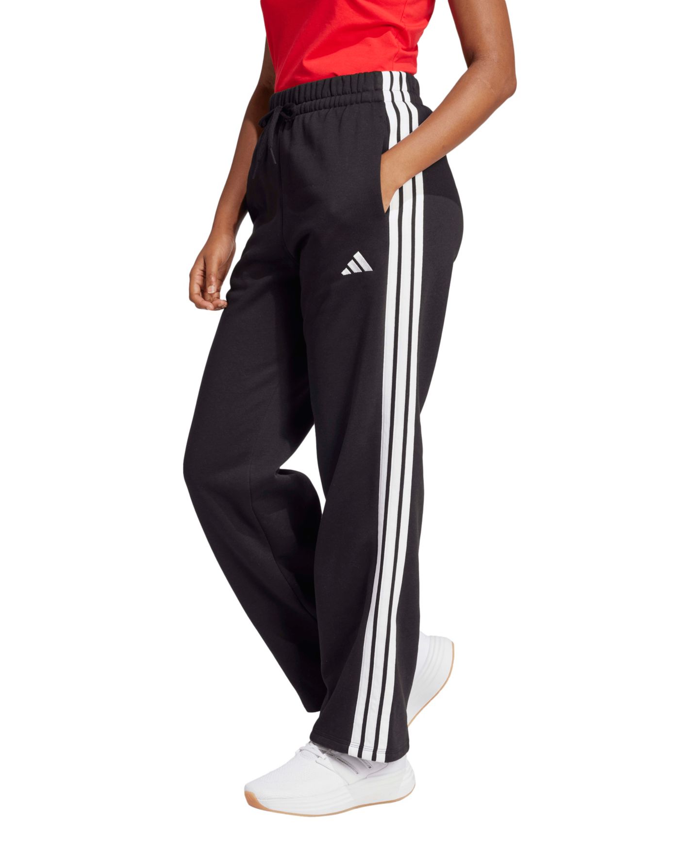 Женские брюки adidas Essentials 3-Stripes Fleece Slim, цвет: Чёрный — фото 6