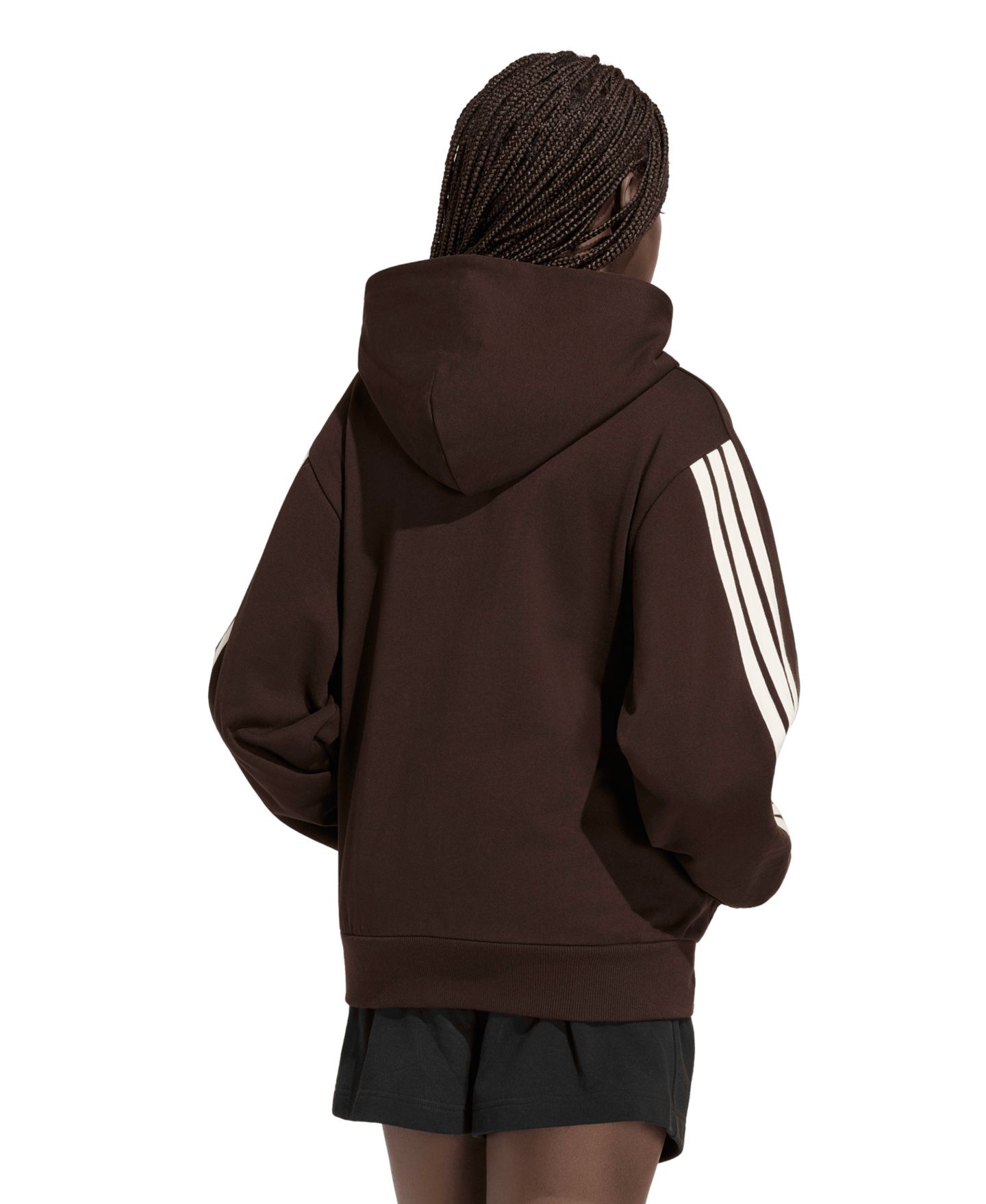 Женское худи adidas 3-Stripes Pull-On, цвет: Кофейный / Белый — фото 5