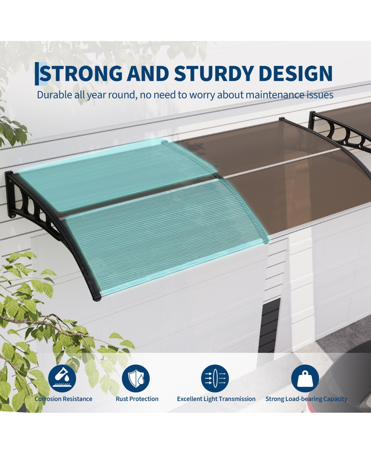 gaomon 40"x80" Window Awning Canopy Exterior, Polycarbonate Cover, for Door Entrance