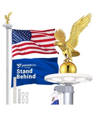 Bravery 30ft 13 Gauge Sectional Flag Pole Kit w/ Solar Light Eagle Topper