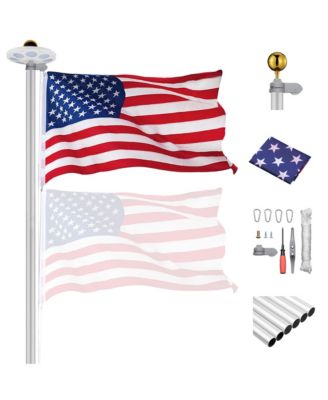 Bravery 20ft 13 Gauge Sectional Flag Pole with Solar Light Outside House