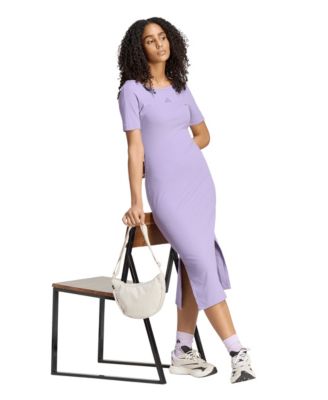 adidas ribbed dress adidas KIT SMALL LOGO RIB DRESS Purple Cotton XS