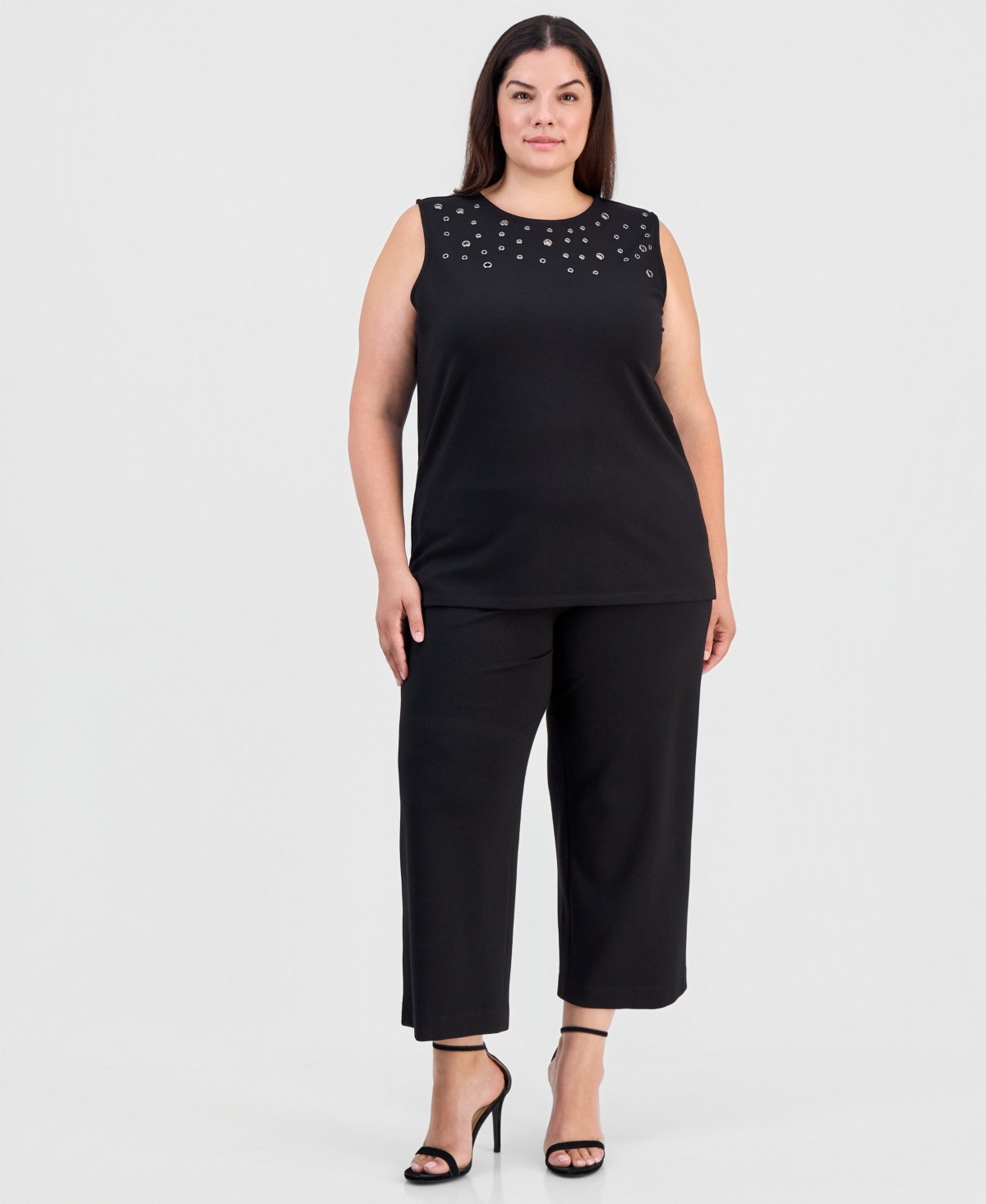 Anne Klein Plus Sleeveless Grommeted Top