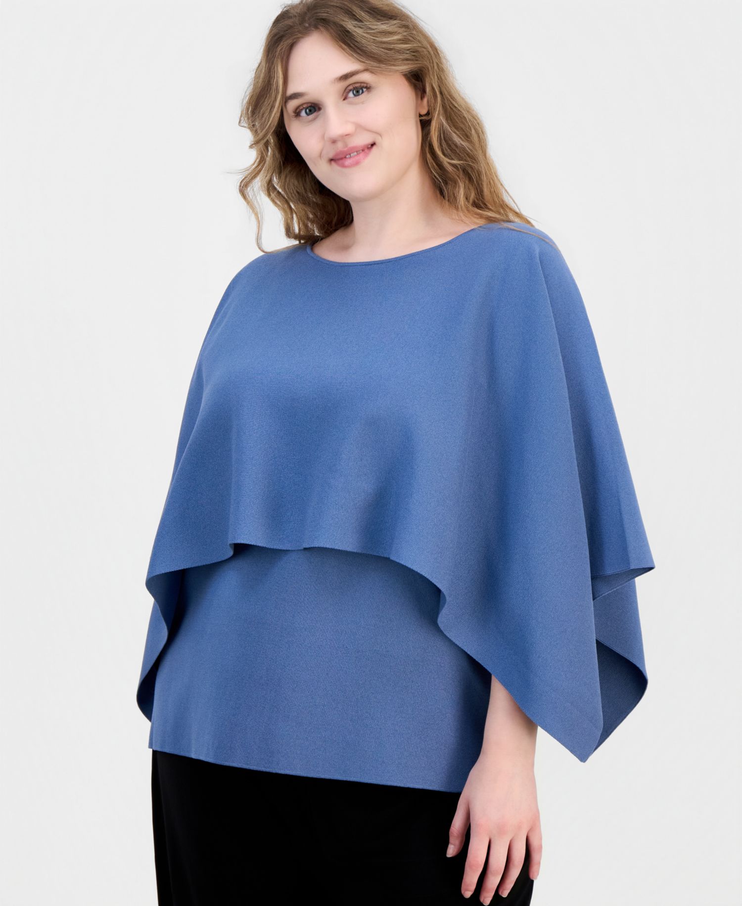 Petite Boat Neck Sweater Cape Top