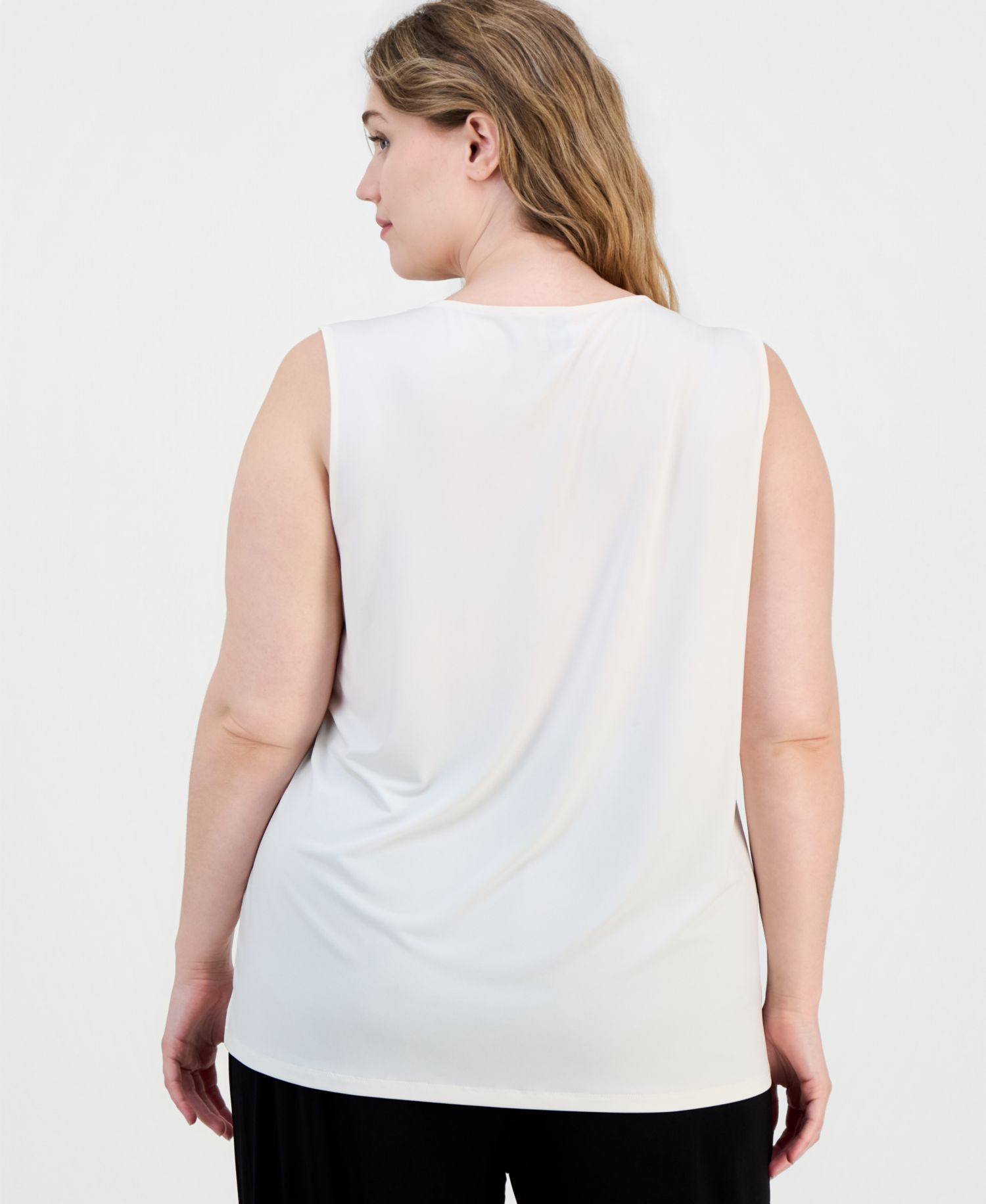 Petite V-Neck Keyhole Sleeveless Blouse