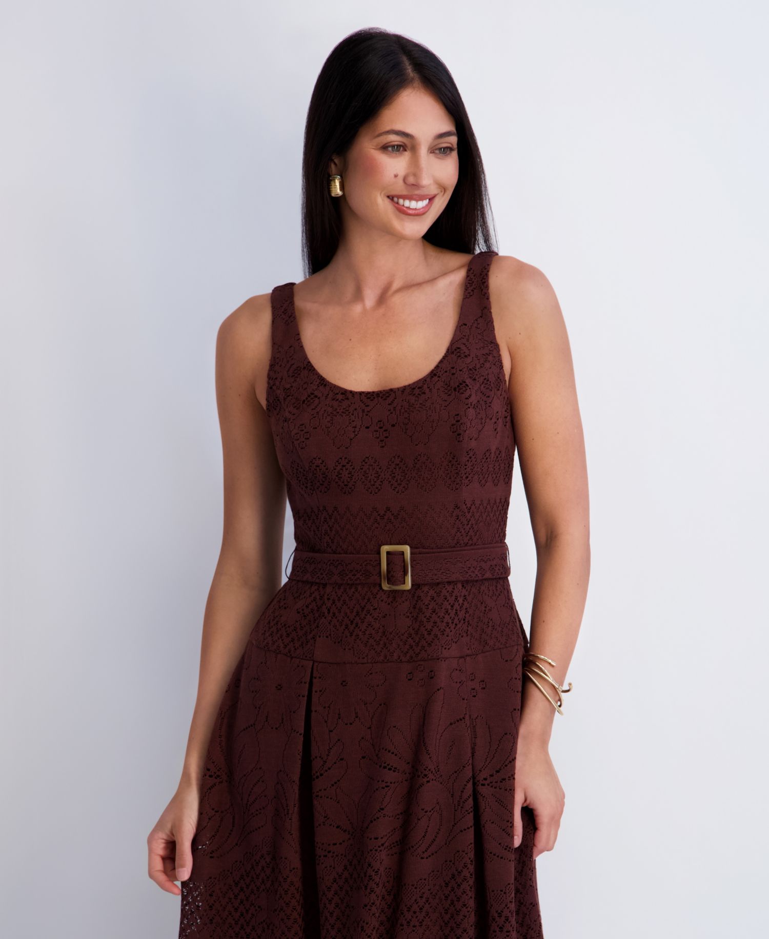 Women's Crochet Knit Scoop Neck Dress