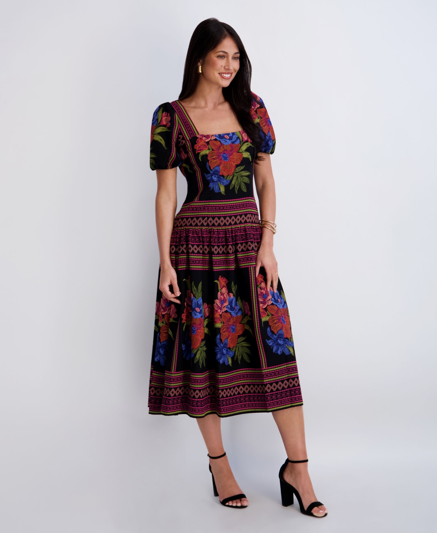 Women's Square Neck Printed Dress