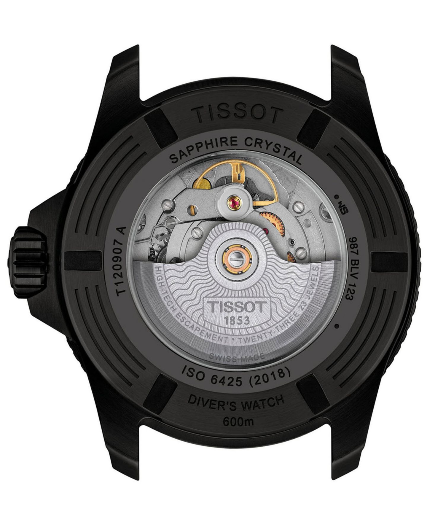 Мужские часы Tissot Seastar Black Rubber Strap Watch 44mm — фото 2
