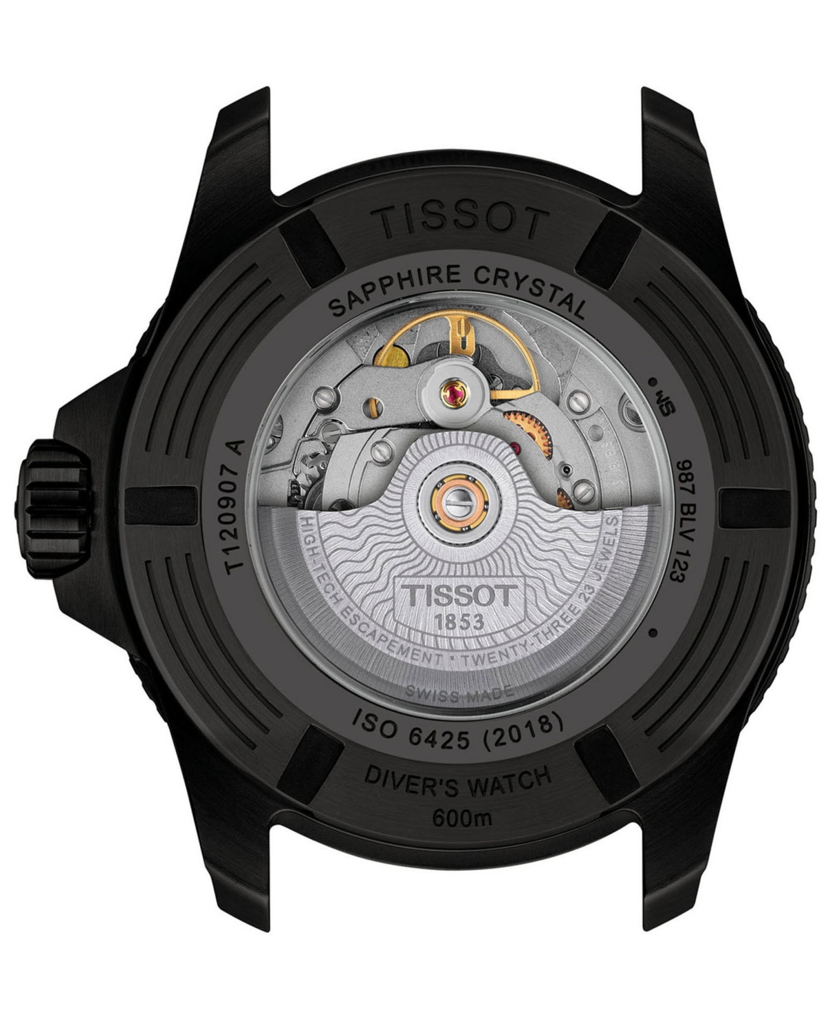 Tissot Men's Seastar Black Rubber Strap Watch 44mm