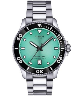 Tissot Mens Seastar Gray Stainless Steel Strap Watch 40mm - Turquoise 515$