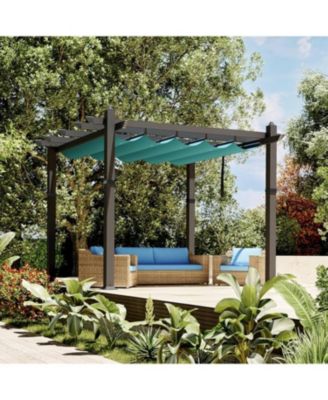 10x10 Feet Outdoor Pergola with Adjustable Canopy for Backyard, Lawn and Deck