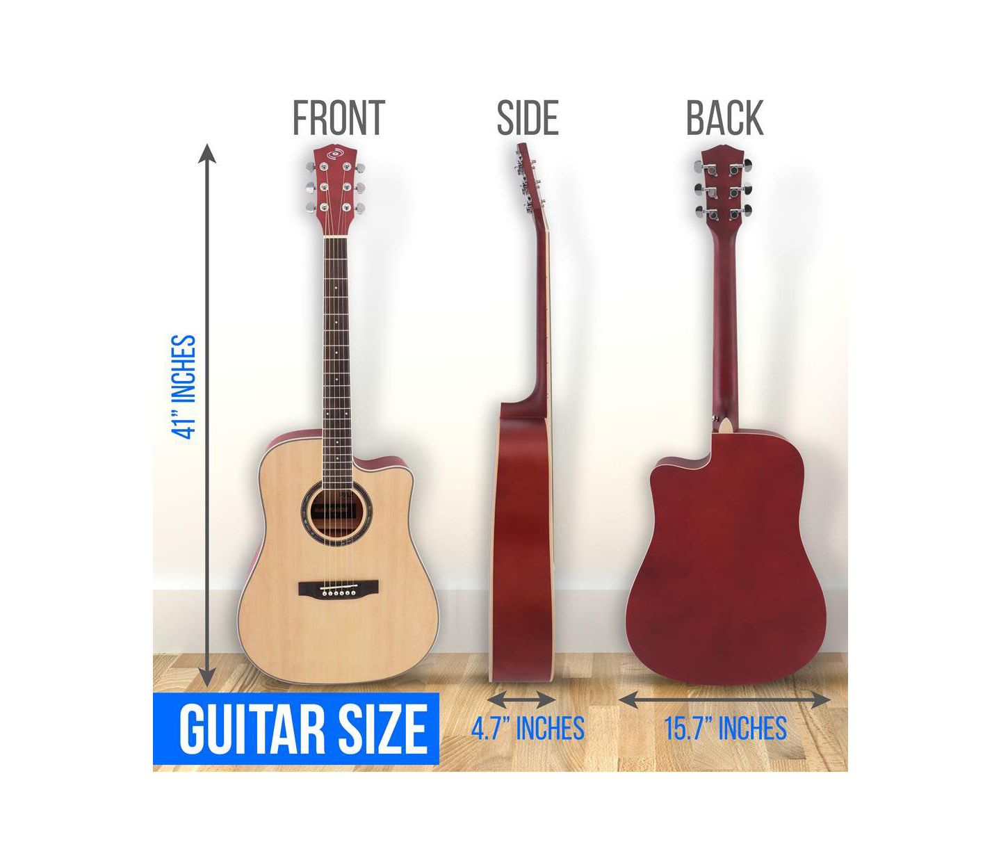 Детские игрушки Pyle 41" Acoustic Guitar Kit with Cutaway Body, Accessory Pack - Natural Finish, PGA480NT — фото 7