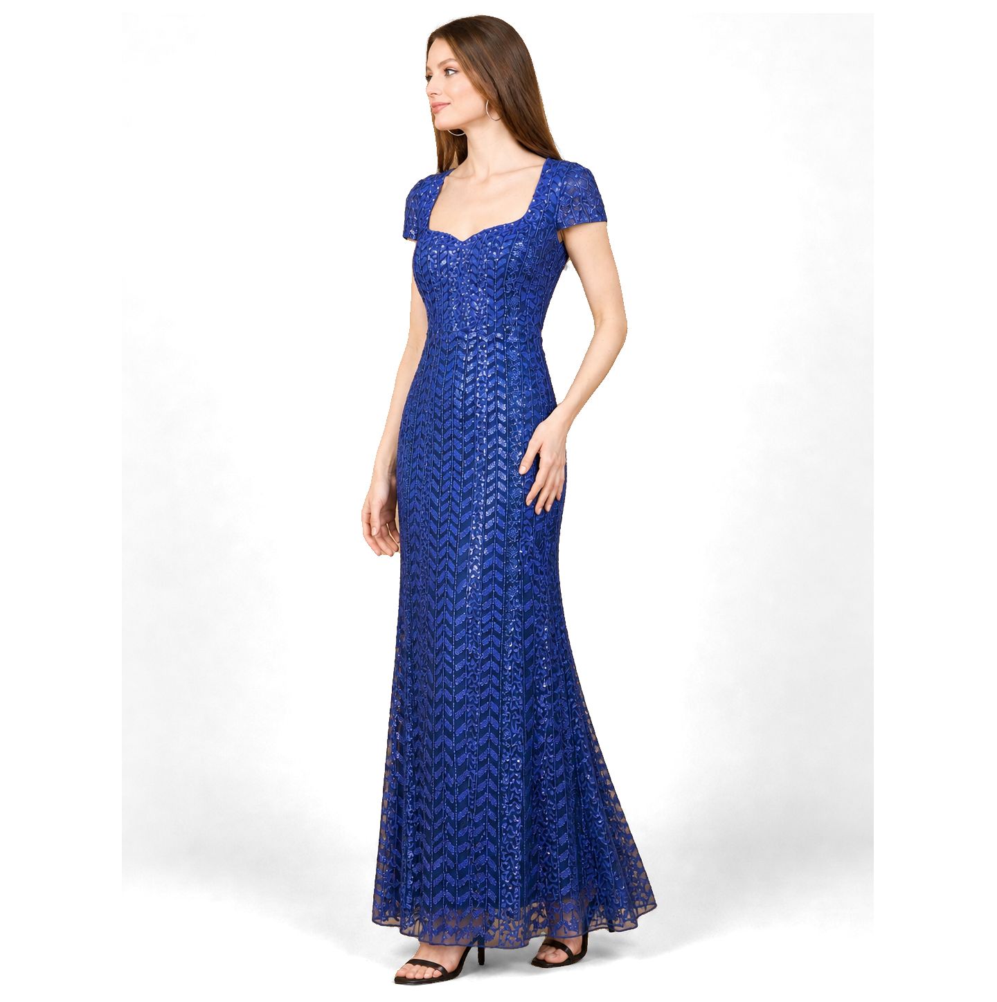 Женская кепка Lara Beaded Gown with Glamourous Cap Sleeves, цвет: Синий — фото 3