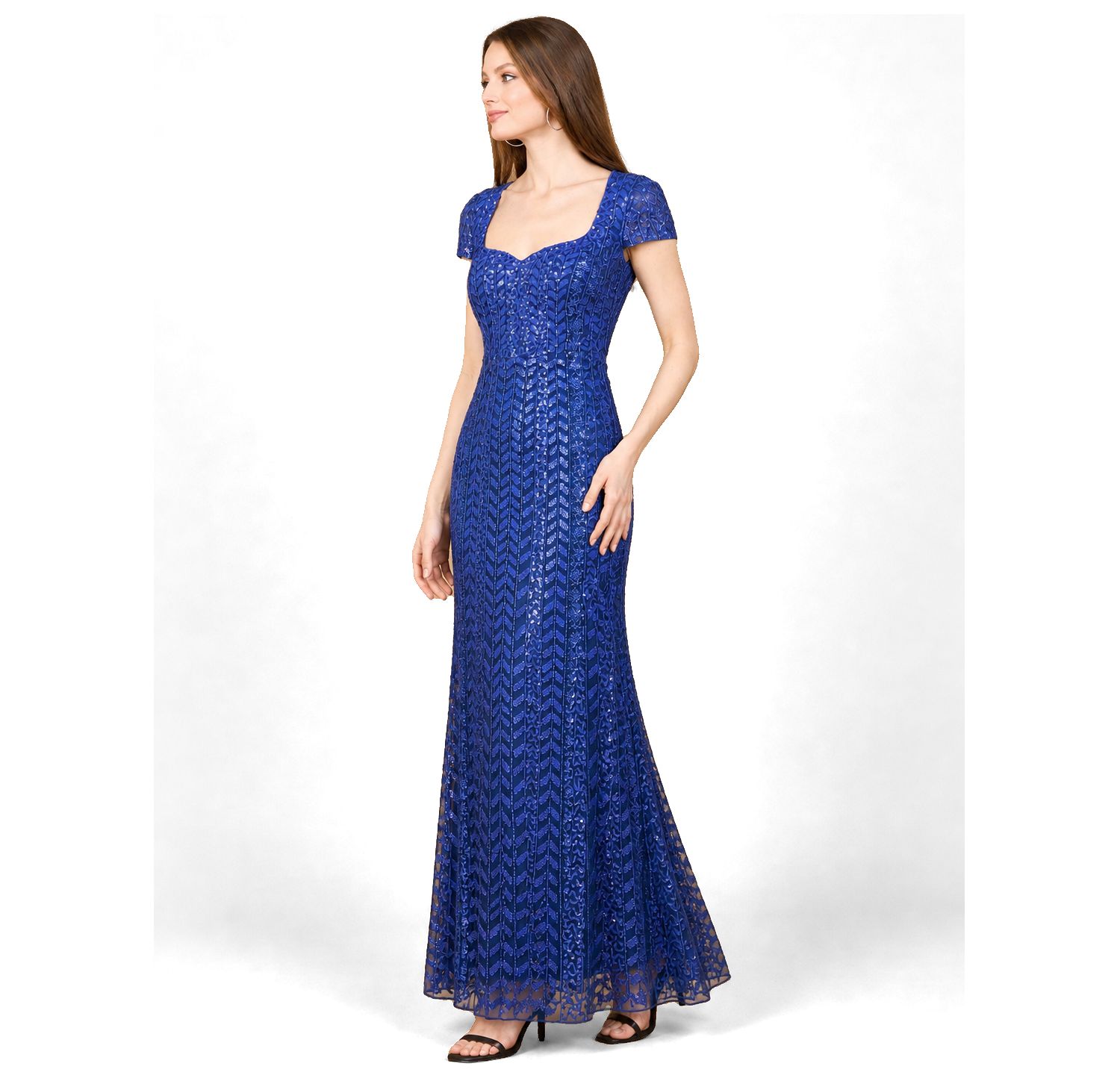Women's Beaded Gown with Glamourous Cap Sleeves