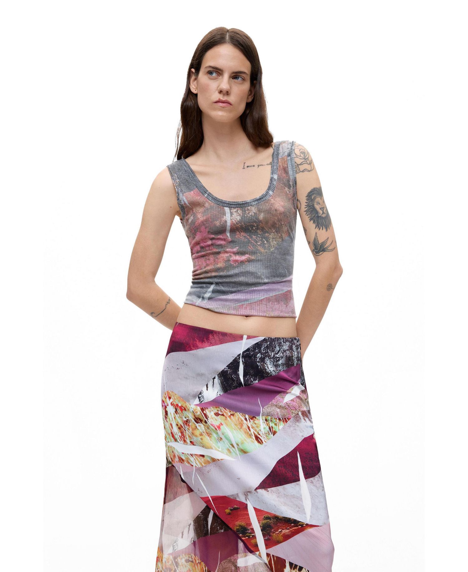 Women's Asymmetrical printed skirt
