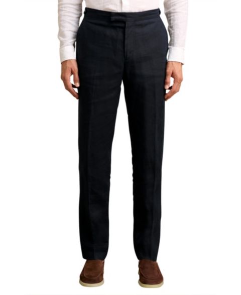 Мужские брюки REISS Kin Tailored-Fit Linen, цвет: Тёмно-синий