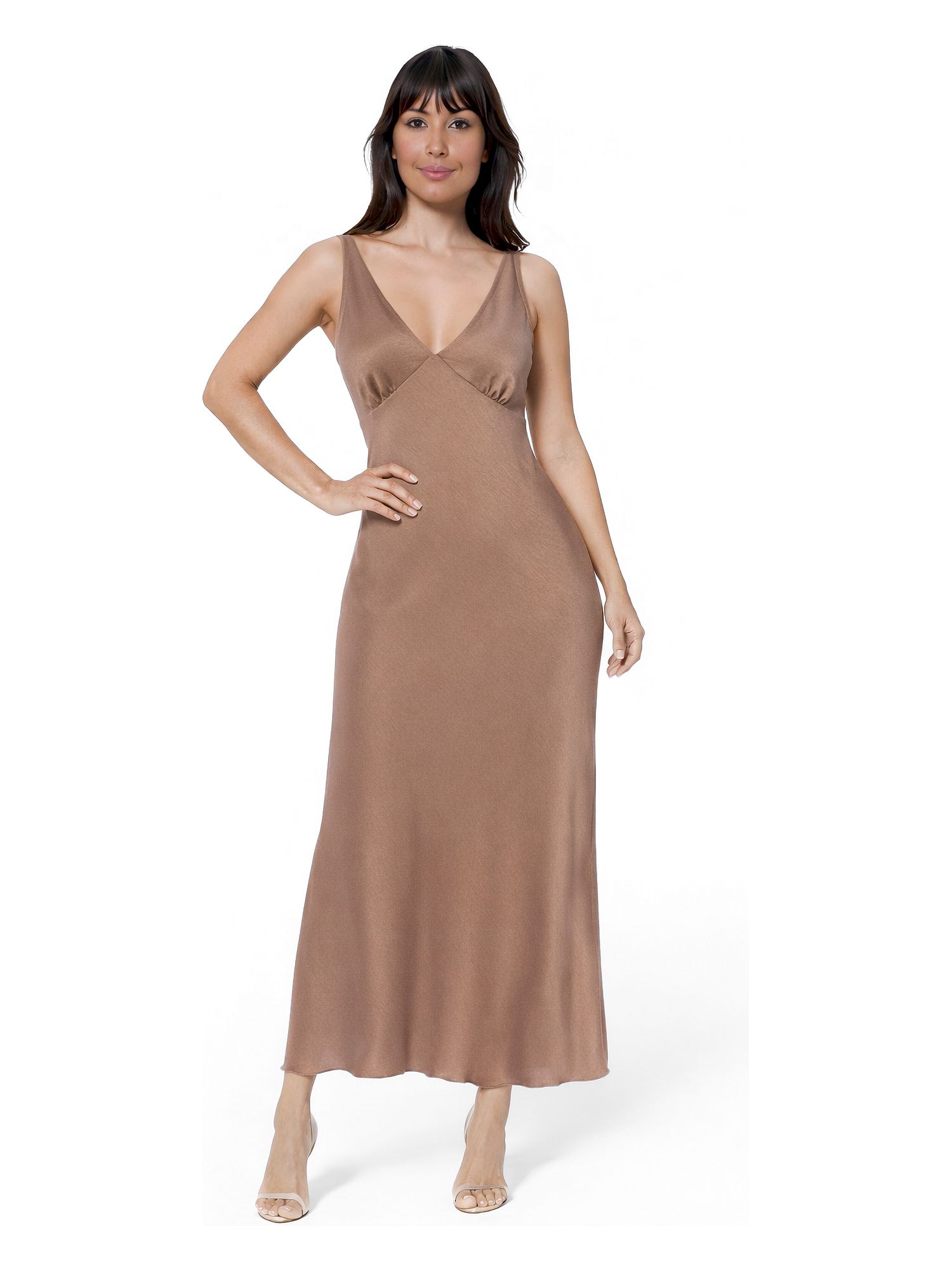 Women's Ceycrepe Satin V-Neck Sleeveless Maxi Dress