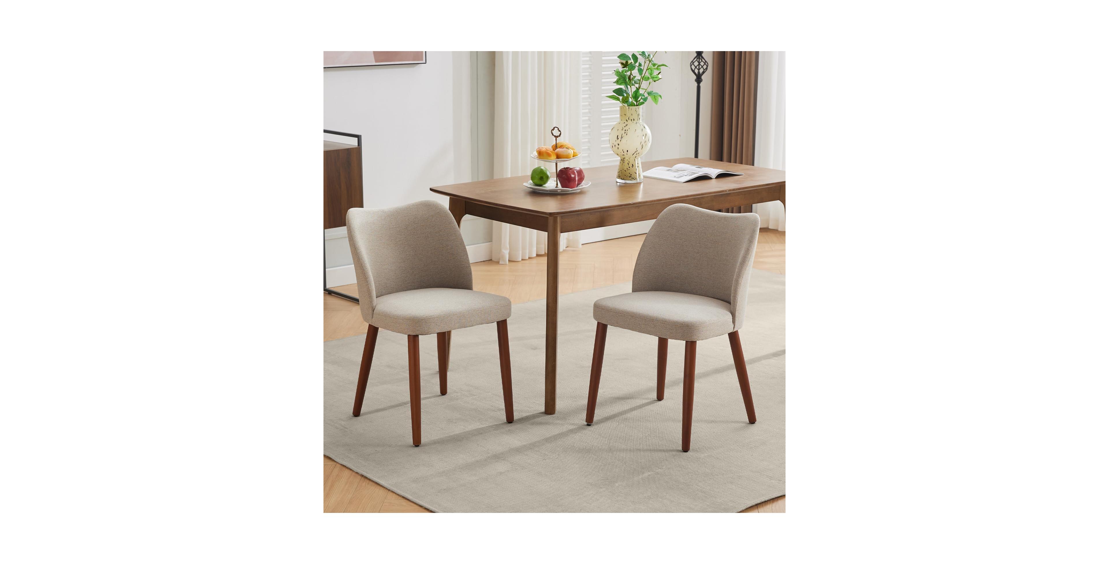 gaomon Dining Chair Set Of 4, Linen Upholstered Dining Chair With Solid Wood Legs, Wing Backrest, Wooden Kitchen Chair