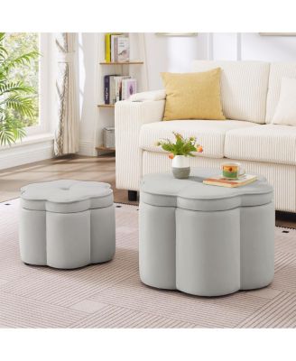 Velvet Storage Ottoman Set of 2