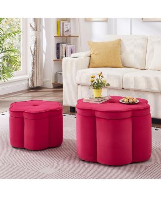 Velvet Storage Ottoman Set of 2