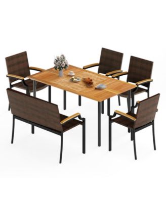 6-Piece Outdoor Dining Set with Umbrella Hole