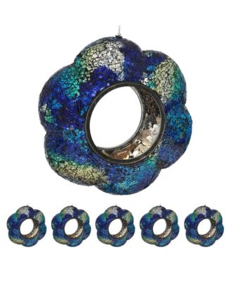 Outdoor Garden Patio Glass Round Flower Shaped Hanging Fly-Through Bird Feeder - 10"