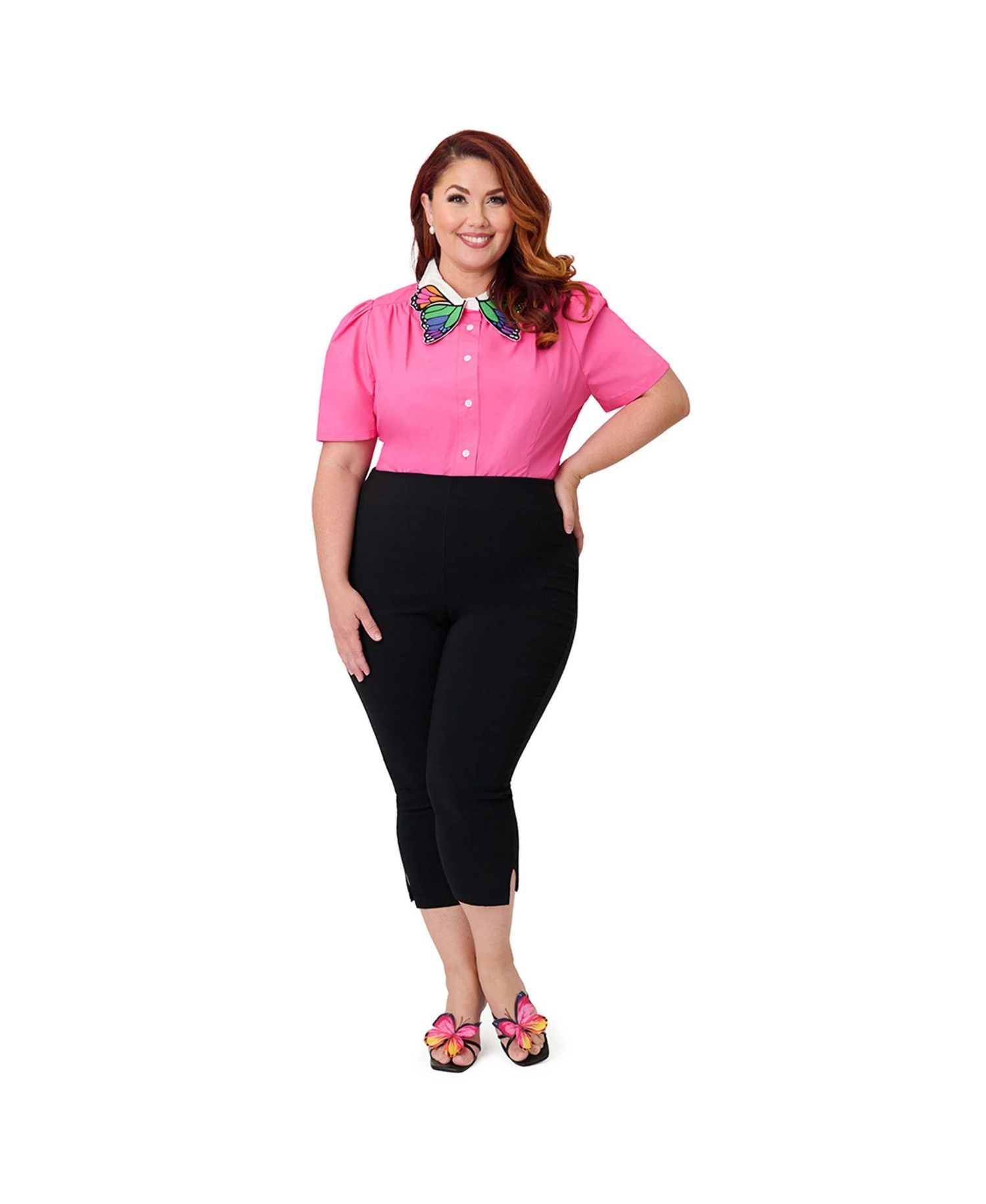 Plus Size Blouse With Embroidered Collar