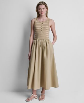 Women's Rib Henley Tank Maxi Dress