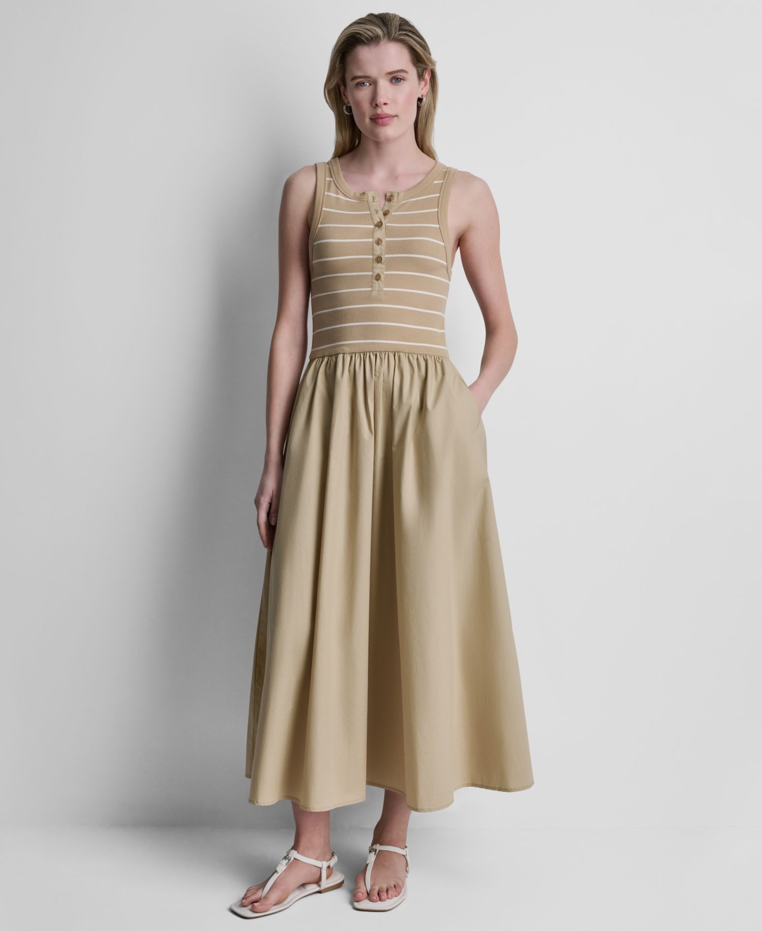 Women's Rib Henley Tank Maxi Dress
