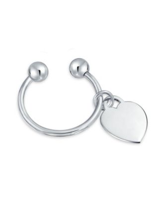 Heart Shape Blank ID Tag Keychain Horseshoe Key Ring Screw Tip .925